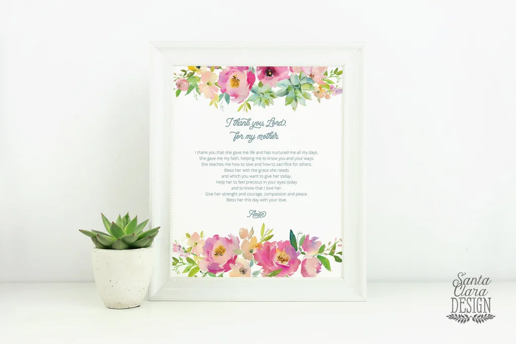 A Prayer for Mothers, Catholic Art Print, Gift for her, Catholic Prayer print, Catholic art, Catholic Print, Catholic gift, mother's day