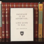 Chesterton "Marriage Is An Adventure" Quote Print | Catholic wall art | Marriage home decor | Religious inspirational catholic print