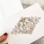 Christmas Holy Family Crest Greeting Card And Envelope Set - Set Of 10 Folded Cards