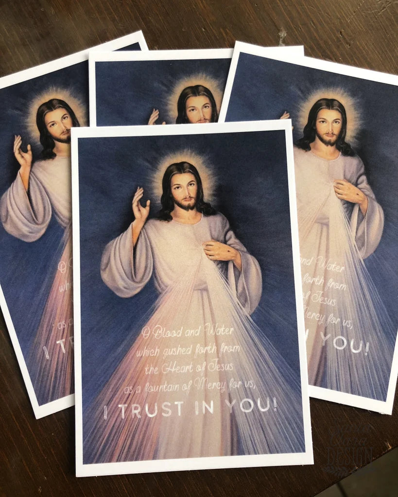 Divine Mercy Print "Jesus I Trust in You" Catholic Saint Quote, Confirmation Gift, Catholic Print, Wall Art, Saint Print, Catholic, Faustina
