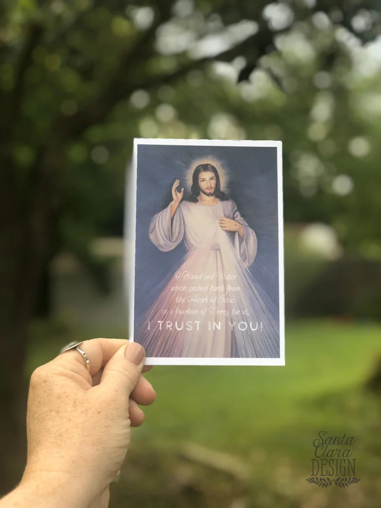 Divine Mercy Print "Jesus I Trust in You" Catholic Saint Quote, Confirmation Gift, Catholic Print, Wall Art, Saint Print, Catholic, Faustina