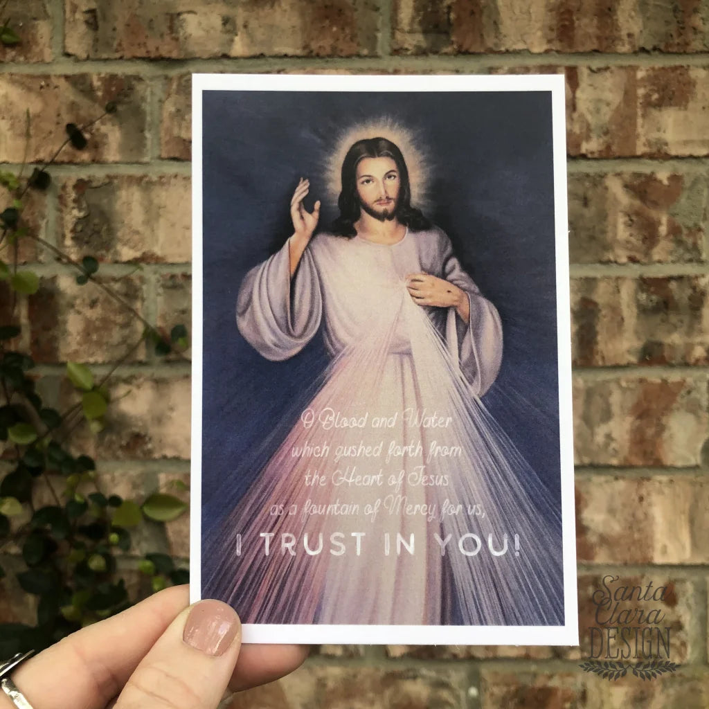 Divine Mercy Print "Jesus I Trust in You" Catholic Saint Quote, Confirmation Gift, Catholic Print, Wall Art, Saint Print, Catholic, Faustina