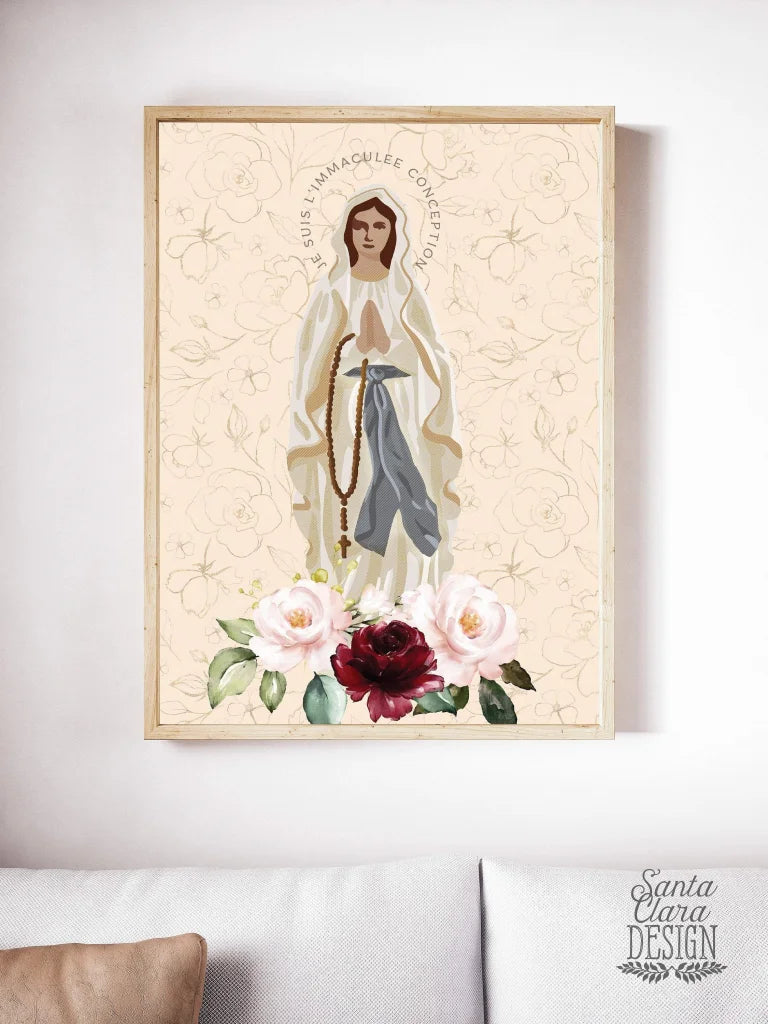 Our Lady of Lourdes Marian Art Print Santa Clara Design Our Lady of Lourdes Marian Art Print Santa Clara Design