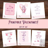 Catholic Valentine Set of six PRINTABLE mini cards | Catholic Saint & Scripture cards for St. Valentine's day, download and print from home