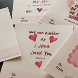 Catholic Valentine Set of six PRINTABLE mini cards | Catholic Saint & Scripture cards for St. Valentine's day, download and print from home
