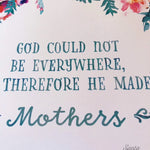 Rudyard Kipling quote "God could not be everywhere" Art Quote, Mother's Day Print, Gift for Mom, Author Quote, Book Print, Mom Birthday