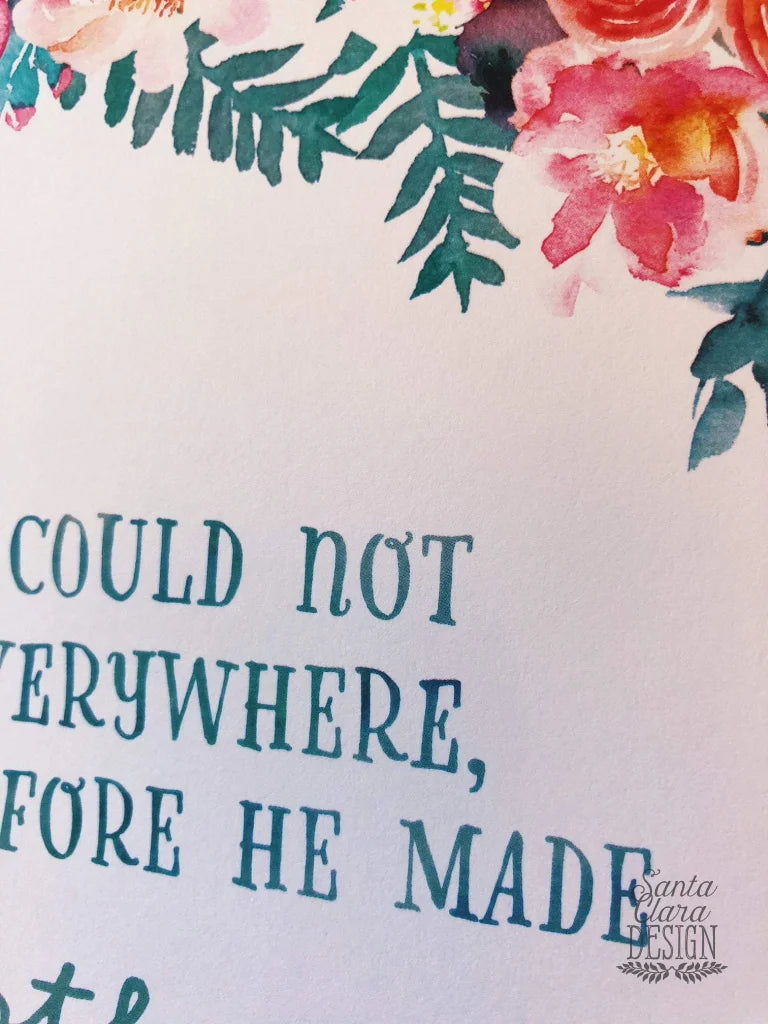 Rudyard Kipling quote "God could not be everywhere" Art Quote, Mother's Day Print, Gift for Mom, Author Quote, Book Print, Mom Birthday