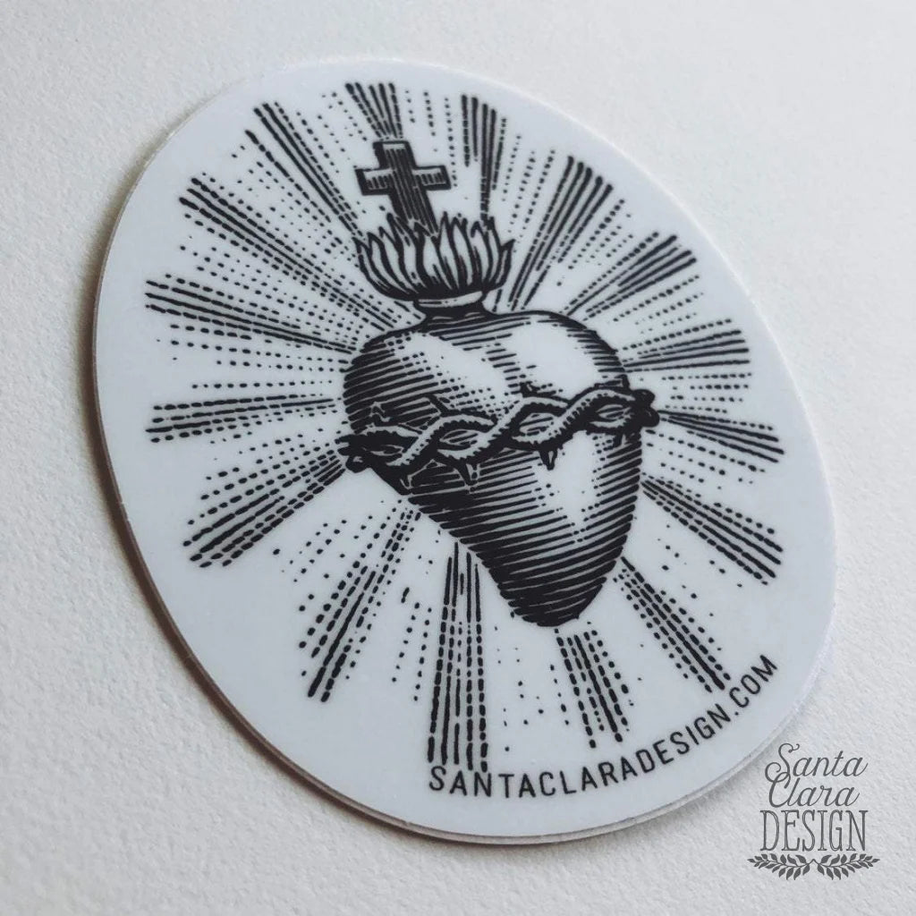 Sacred Heart Sticker | Catholic Vinyl Sticker | indoor &amp; outdoor use | waterbottle laptop car tumbler faith decal | heart of Jesus sticker