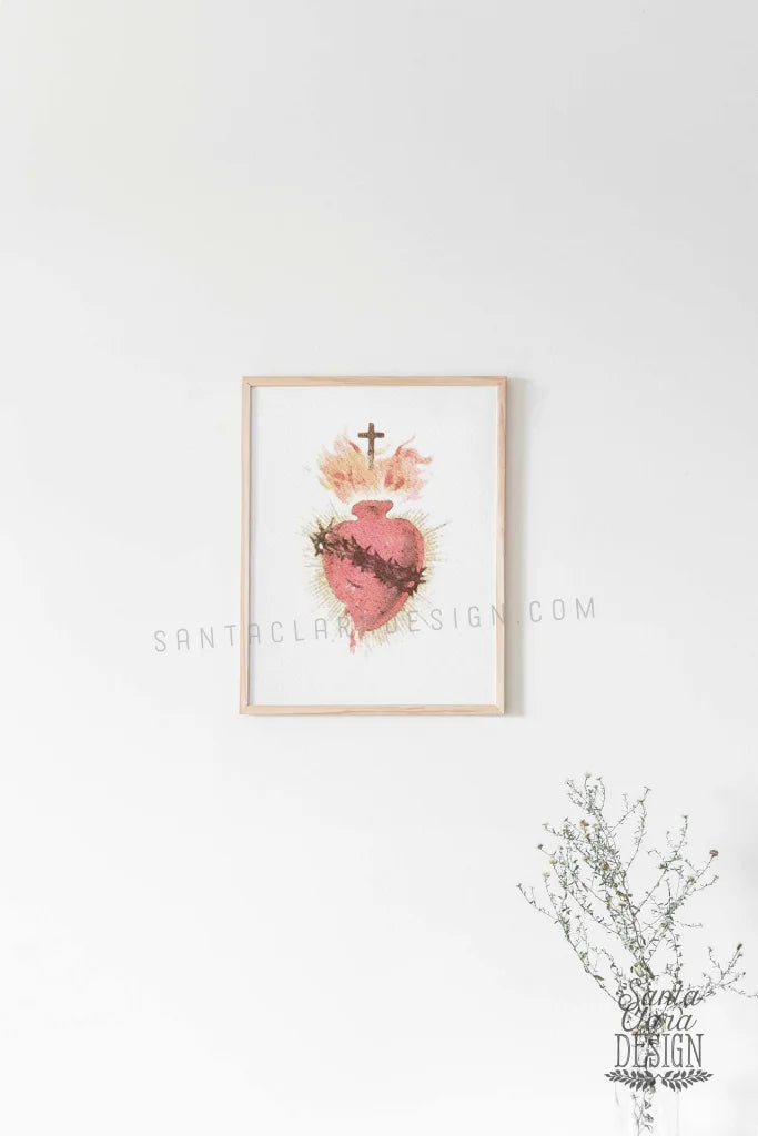Sacred Heart Watercolor Style Print, Sacred Heart of Jesus, Catholic art, sacred Heart wall art, heart of jesus sign, Christian inspiration
