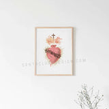 Sacred Heart Watercolor Style Print, Sacred Heart of Jesus, Catholic art, sacred Heart wall art, heart of jesus sign, Christian inspiration