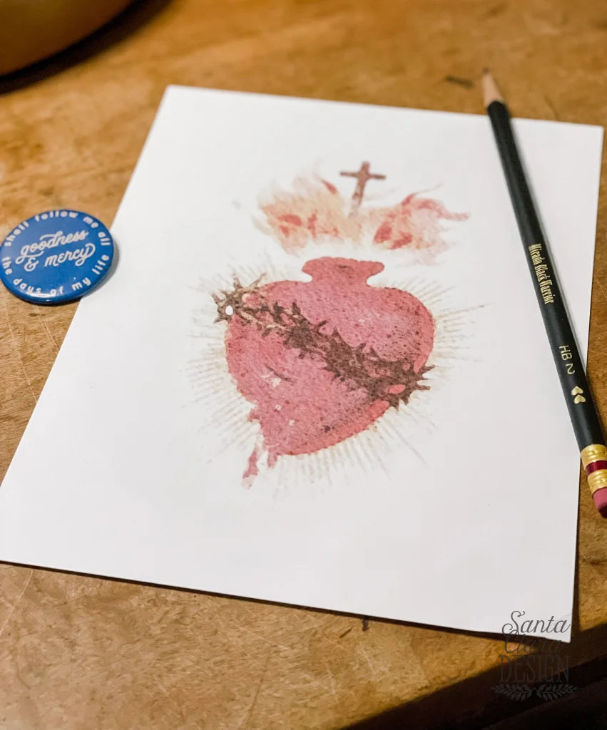 Sacred Heart Watercolor Style Print, Sacred Heart of Jesus, Catholic art, sacred Heart wall art, heart of jesus sign, Christian inspiration