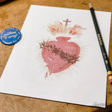 Sacred Heart Watercolor Style Print, Sacred Heart of Jesus, Catholic art, sacred Heart wall art, heart of jesus sign, Christian inspiration
