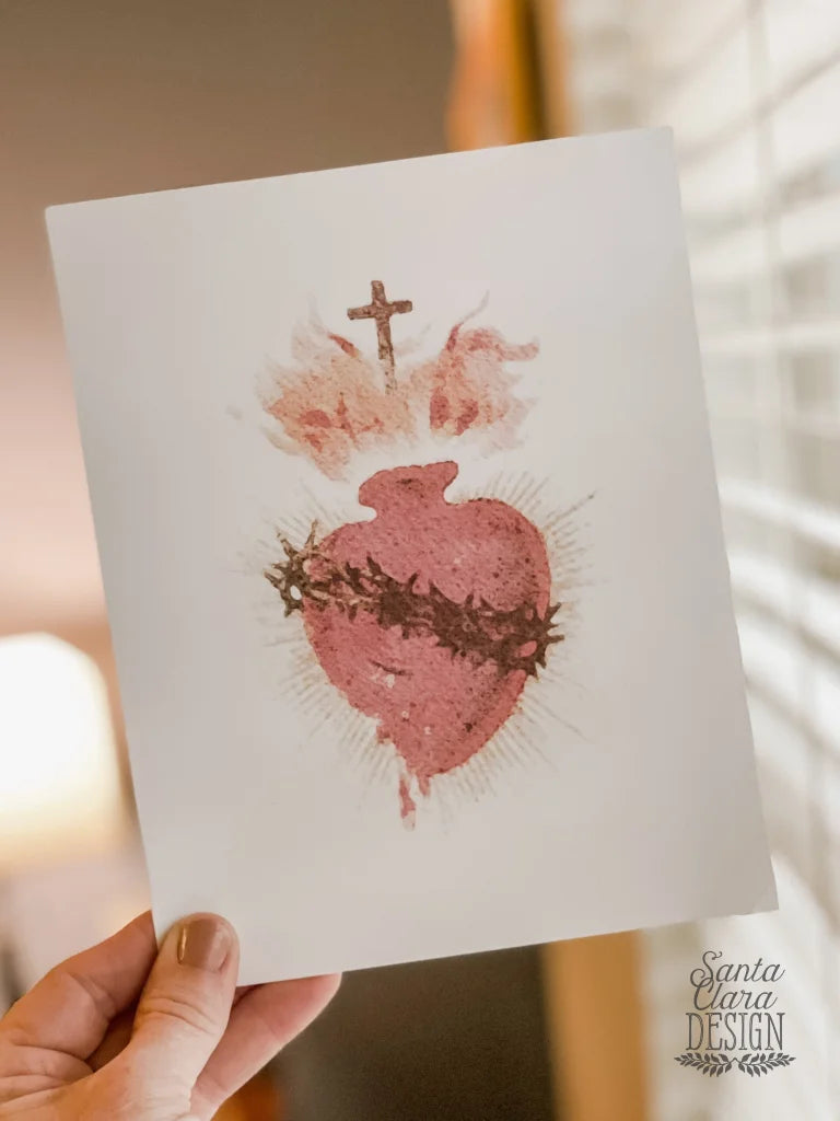 Sacred Heart Watercolor Style Print, Sacred Heart of Jesus, Catholic art, sacred Heart wall art, heart of jesus sign, Christian inspiration