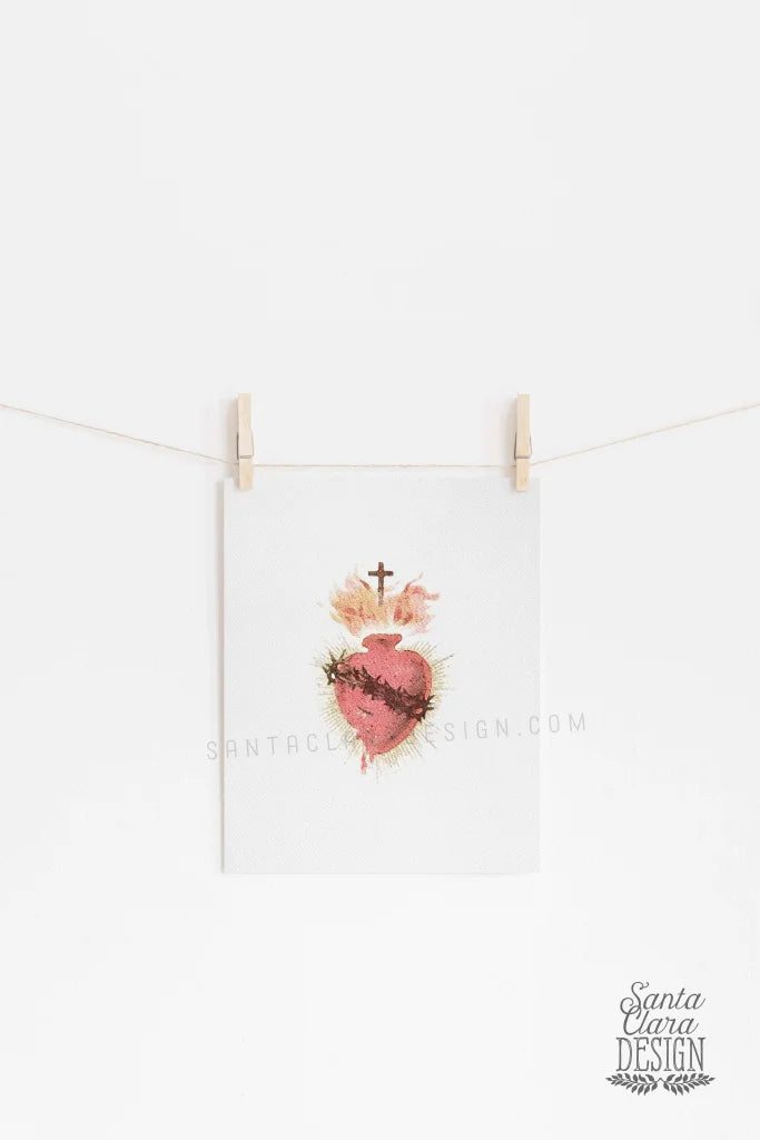 Sacred Heart Watercolor Style Print, Sacred Heart of Jesus, Catholic art, sacred Heart wall art, heart of jesus sign, Christian inspiration