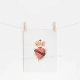 Sacred Heart Watercolor Style Print, Sacred Heart of Jesus, Catholic art, sacred Heart wall art, heart of jesus sign, Christian inspiration