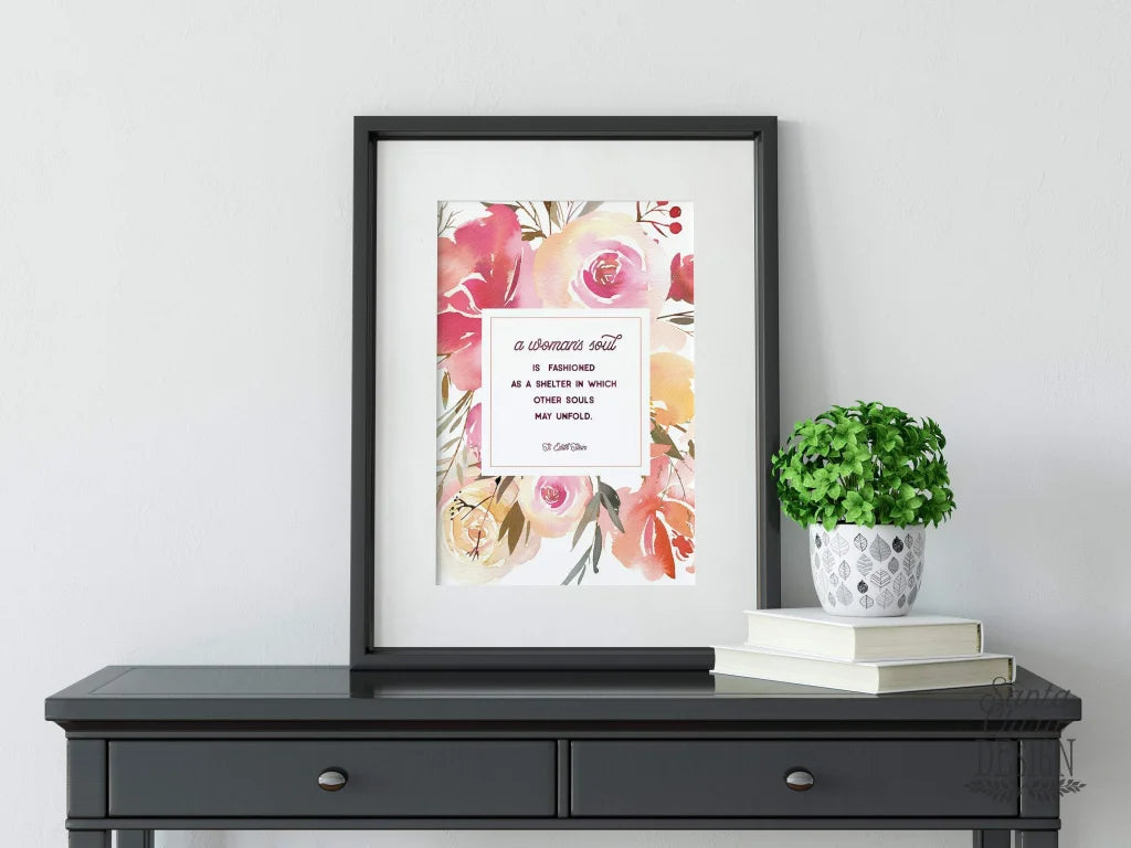 St. Edith Stein's Catholic quote "A woman's soul as a shelter" Catholic Art Print, Gift for her, Catholic Print, Catholic gift, mother's day