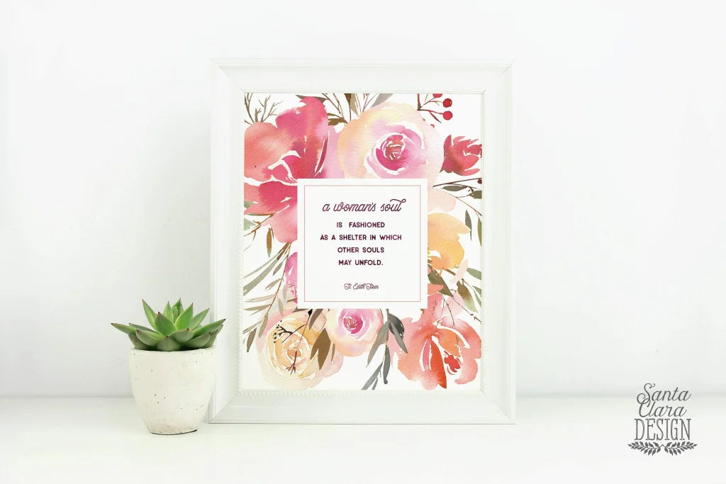 St. Edith Stein's Catholic quote "A woman's soul as a shelter" Catholic Art Print, Gift for her, Catholic Print, Catholic gift, mother's day