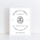 St. Gianna Molla Print "Our Body is a Cenacle" Catholic Saint Quote, Confirmation Gift, Catholic Print, Wall Art, Saint Print, Mothers Day