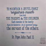 St. John Paul II "Joyful Family" Print 8x10 & 5x7, Santa Clara Design, Saint Quote Art, Catholic Poster, Inspiration, wall art, confirmation