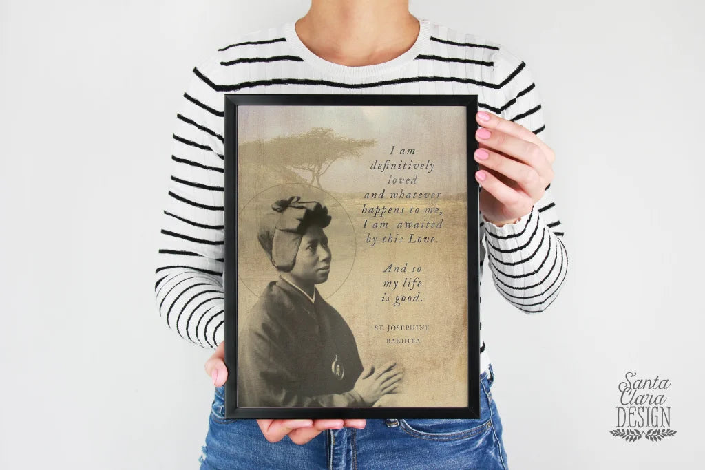 St. Josephine Bakhita Print "I am definitively loved" Catholic Art, Saint Quote, Confirmation Gift, Catholic Gift for her, Catholic Art