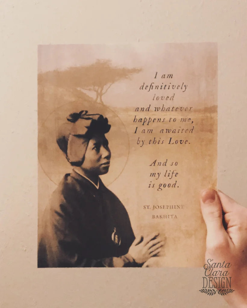 St. Josephine Bakhita Print "I am definitively loved" Catholic Art, Saint Quote, Confirmation Gift, Catholic Gift for her, Catholic Art