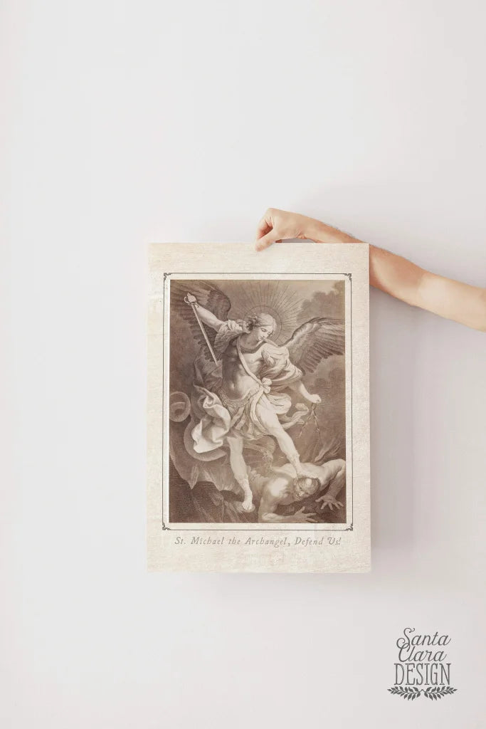 St Michael the Archangel, Catholic art print, Defender of the Church, Angel art, Catholic print, confirmation gift, baptism, saint quote,