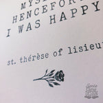 St. Therese of Lisieux "Love Filled My Heart" Catholic Saint Quote, Confirmation Gift, Catholic Print, Wall Art, Saint Print, Confirmation