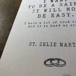 St. Zelie Martin of Lisieux "I want to be a saint, it will not be easy", Catholic Saint Quote, Mother's Gift, Catholic Print, Wall Art