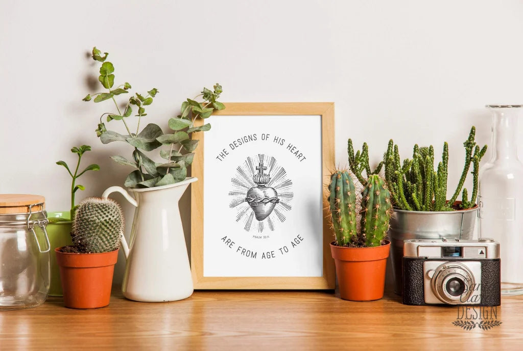 The Design of His Sacred Heart Catholic art print, Sacred Heart of Jesus, inspirational poster, wedding, graduation, valentine's gift