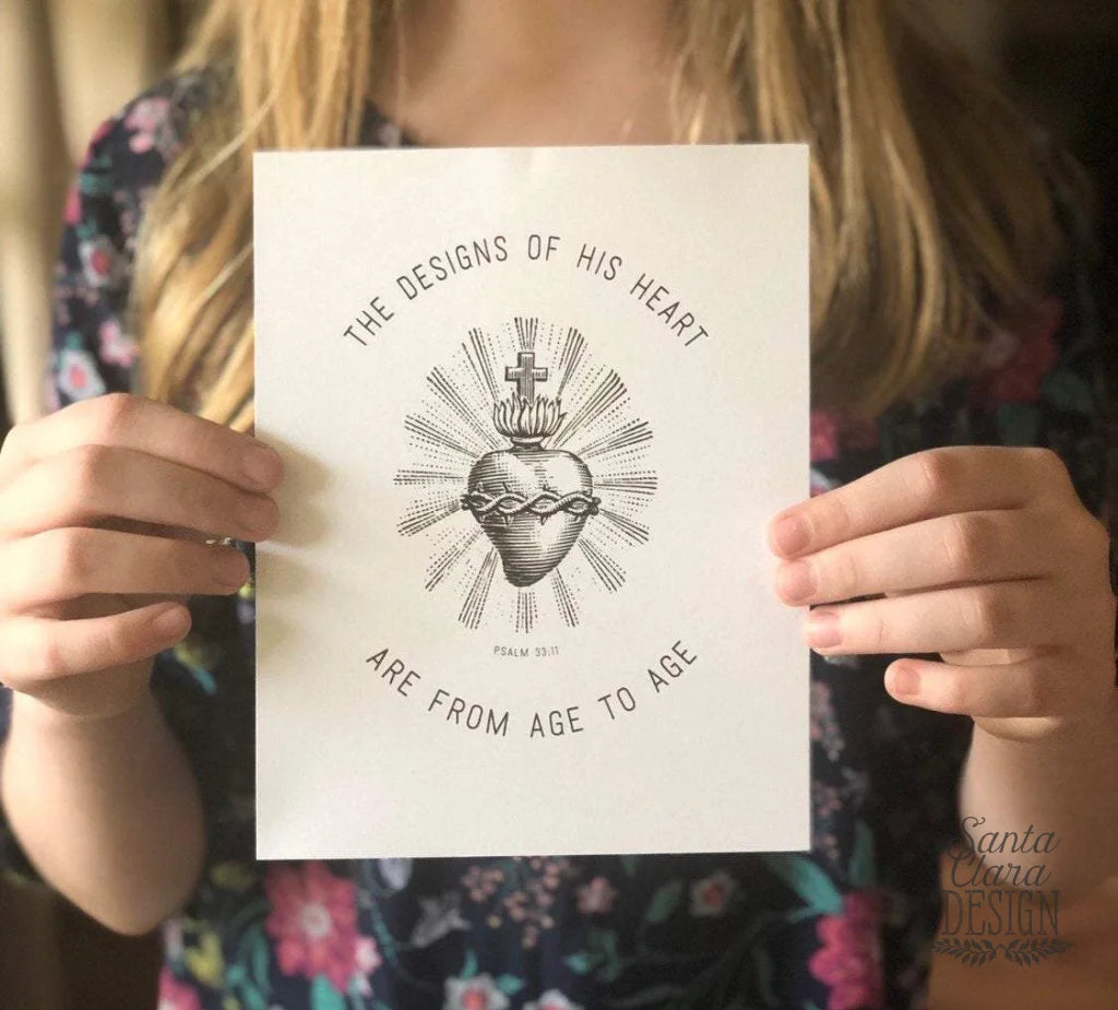 The Design of His Sacred Heart Catholic art print, Sacred Heart of Jesus, inspirational poster, wedding, graduation, valentine's gift