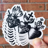 Three Hearts Decal | Catholic Sticker | Sacred Heart of Jesus, Immaculate Heart of Mary, Pure Heart of Joseph | vinyl decal