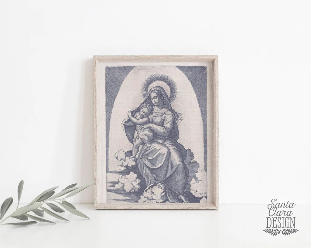 Vintage Madonna And Child Vintage Style Catholic Art Print, Marian Art, Catholic Gift, Catholic Art, Catholic Gift, Mary Print, Christmas