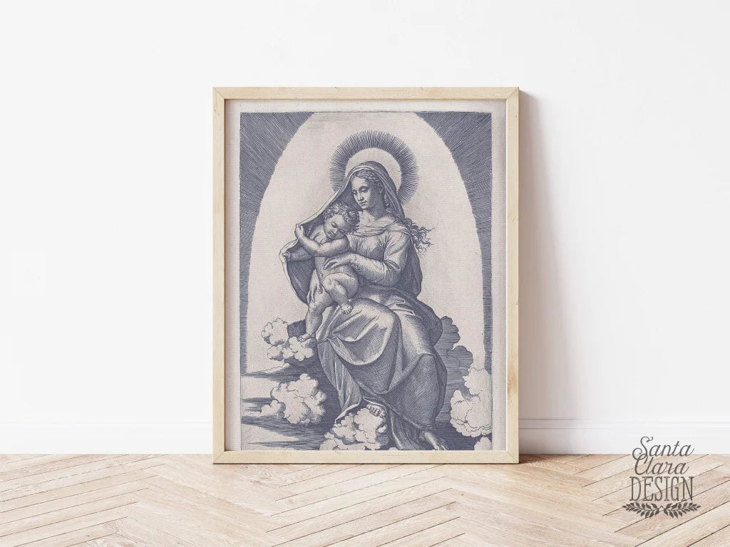 Vintage Madonna And Child Vintage Style Catholic Art Print, Marian Art, Catholic Gift, Catholic Art, Catholic Gift, Mary Print, Christmas