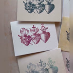 Pastel Holy Family Three Hearts notecard and envelope set  - Holy Family Note Card Set of 6 - Hearts of Jesus Mary & Joseph - Catholic Cards