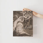 Angelic Nativity in Sepia, Vintage Catholic Art, Nursing Mary, Jesus Mary & Joseph Art Print, Catholic Christmas Decor, Vintage Advent print