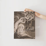 Angelic Nativity in Sepia, Vintage Catholic Art, Nursing Mary, Jesus Mary & Joseph Art Print, Catholic Christmas Decor, Vintage Advent print