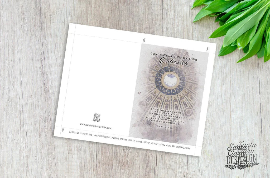 Catholic Ordination Printable Card, Priest Instant Download Card, Monstrance Card, DIY Downloadable PDF 5x7 Priest Gift, Print at Home Card