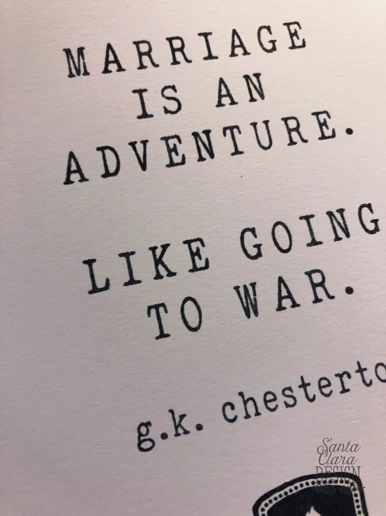 Chesterton &amp;quot;Marriage Is An Adventure&amp;quot; Quote Print | Catholic wall art | Marriage home decor | Religious inspirational catholic print