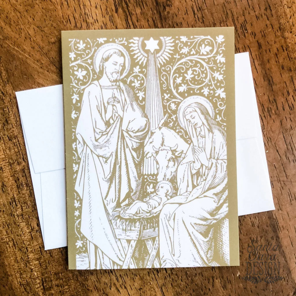 Christmas Card and envelope set - Set of 10 5x7 folded greeting cards - Catholic Christmas Cards - Advent card set - family gift cards