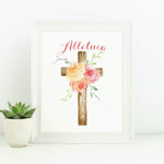 Floral Easter Alleluia Print, Wall Art Easter, Easter Wall Decor Print, Catholic Easter Print, Catholic christian art, Catholic home decor