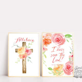 Floral Easter Alleluia Print, Wall Art Easter, Easter Wall Decor Print, Catholic Easter Print, Catholic christian art, Catholic home decor