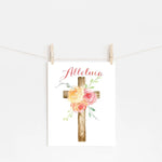 Floral Easter Alleluia Print, Wall Art Easter, Easter Wall Decor Print, Catholic Easter Print, Catholic christian art, Catholic home decor