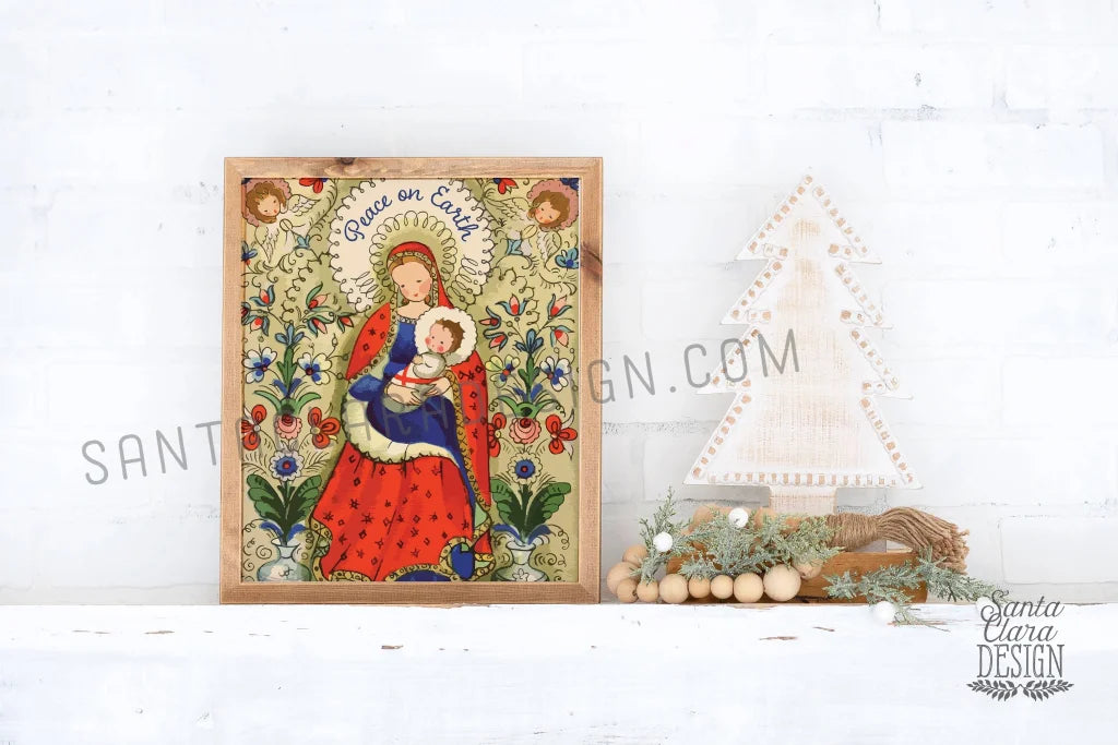 Folk Madonna and Child, Vintage Catholic Art, Jesus Mary Art Print, Catholic Christmas Decor, Advent, Christmas decor, vintage art
