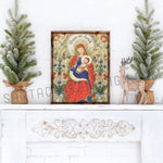 Folk Madonna and Child, Vintage Catholic Art, Jesus Mary Art Print, Catholic Christmas Decor, Advent, Christmas decor, vintage art