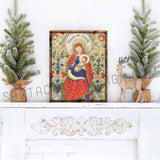 Folk Madonna and Child, Vintage Catholic Art, Jesus Mary Art Print, Catholic Christmas Decor, Advent, Christmas decor, vintage art