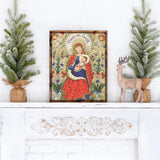Folk Madonna and Child, Vintage Catholic Art, Jesus Mary Art Print, Catholic Christmas Decor, Advent, Christmas decor, vintage art