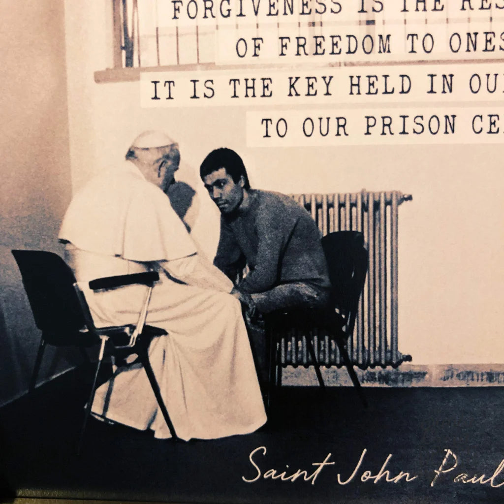 John Paul II Forgiveness Catholic Print, 8x10 5x7, Santa Clara Design, Saint Quote Art, Catholic Poster, Inspirational Print, physical print