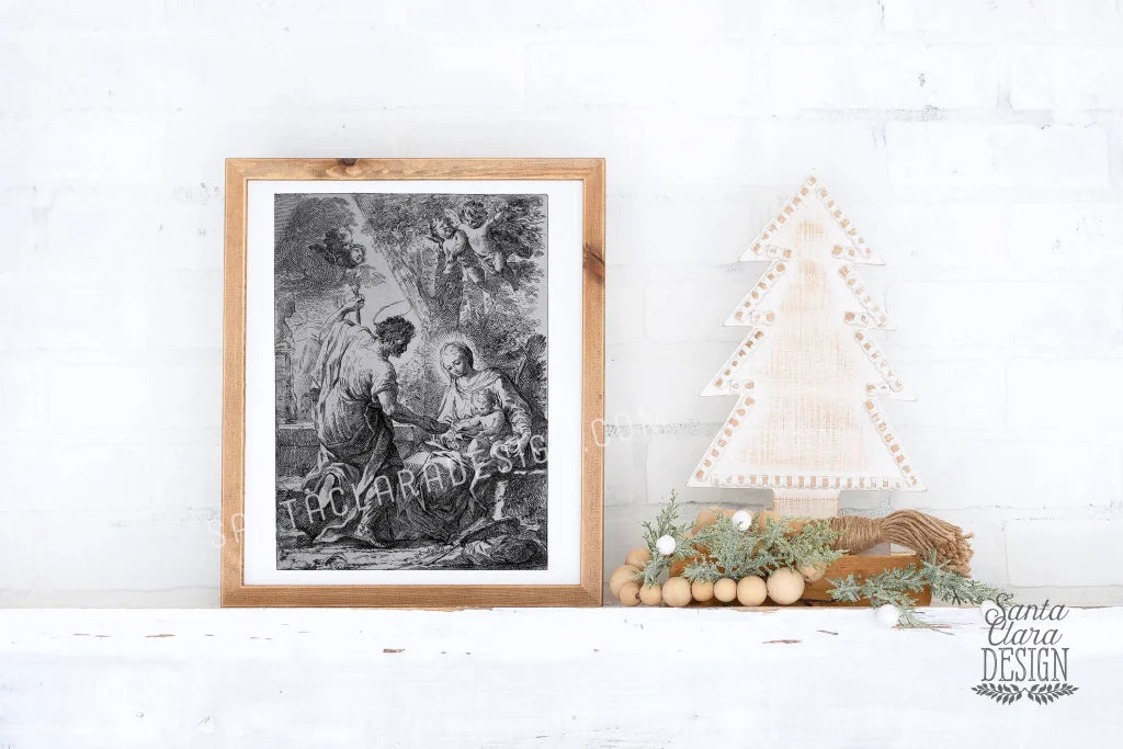 Holy Family Traveling Nativity in Black and White, Vintage Catholic Art, Jesus Mary and Joseph Print, Catholic Christmas Decor, Advent
