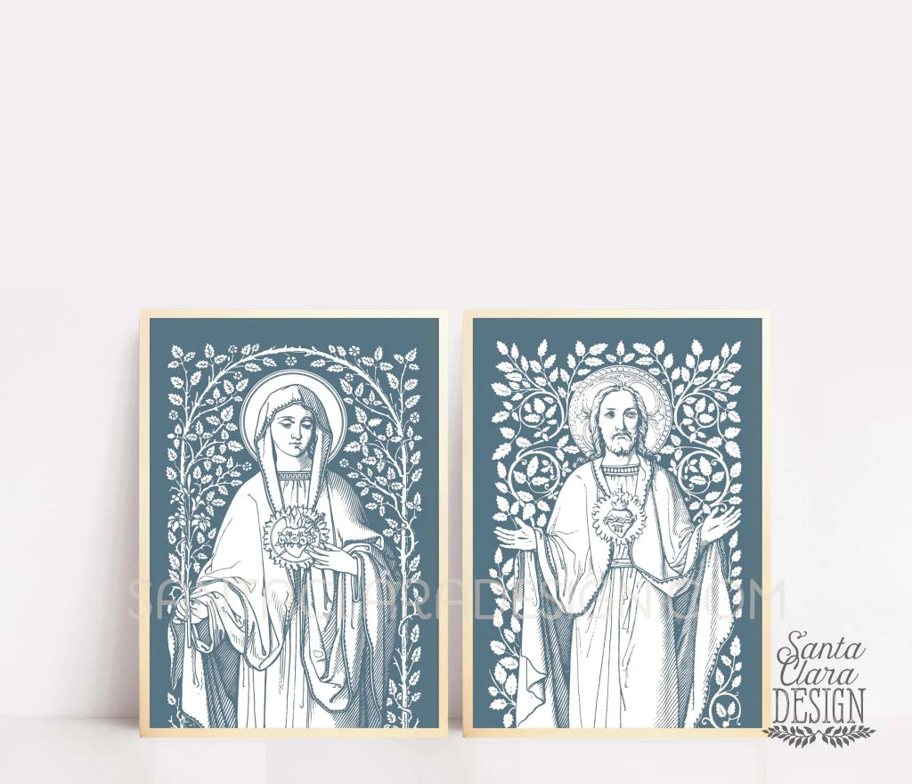 Copy Of Holy Heart Set Two Prints In Blue