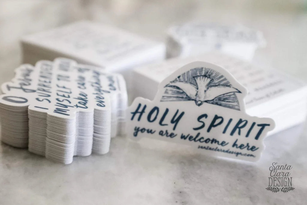 Holy Spirit You Are Welcome Here Sticker | Catholic Sticker for indoor/outdoor weatherproof | vinyl Decal sticker for laptop, car, tumbler